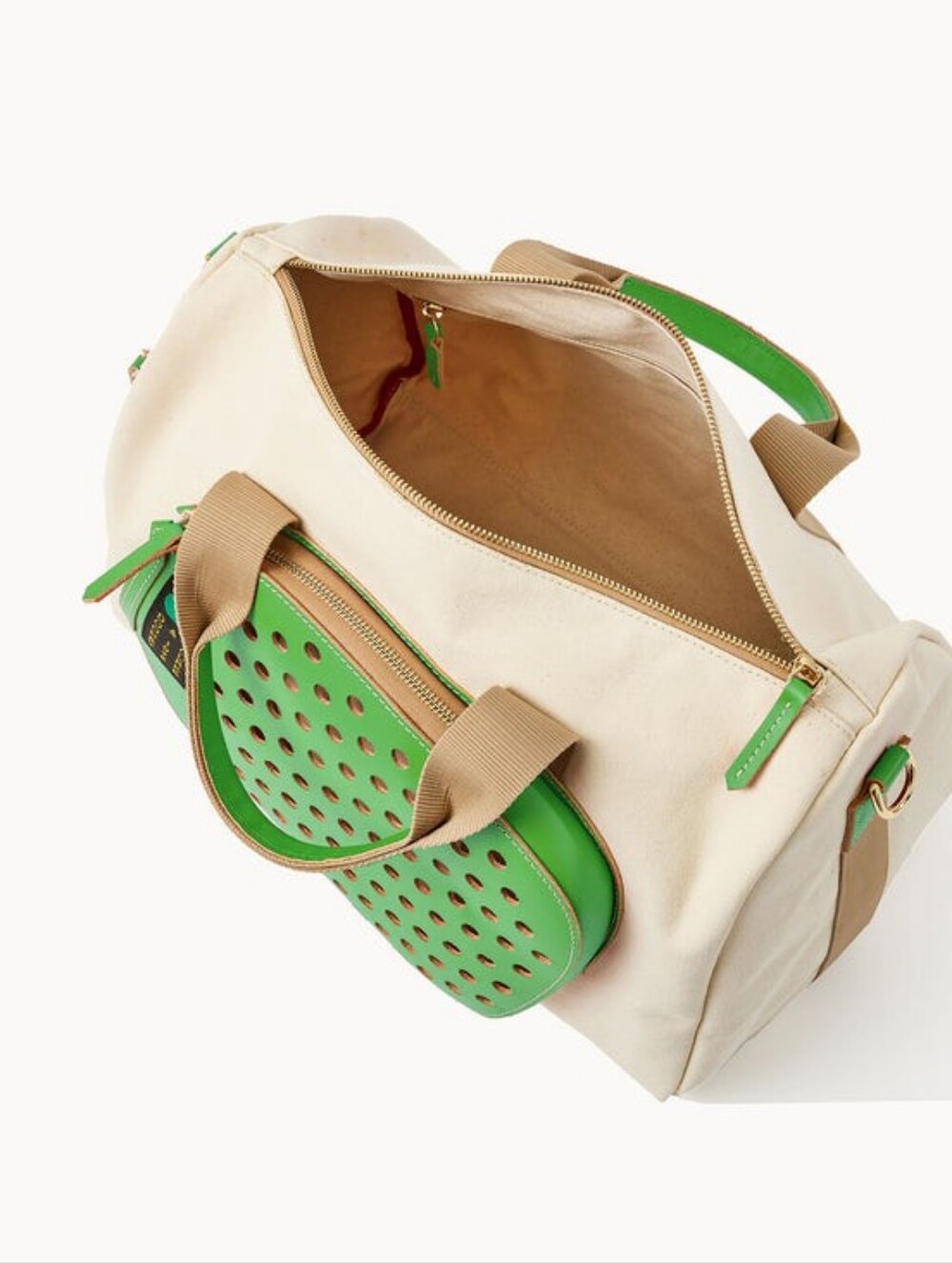 Dooney & Burkey Canvas Tennis Duffel Bag with Lime Green Paddle Pocket,gym, - Picture 5 of 10